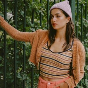 Urban Outfitters Maura Chenille Cropped Cardigan